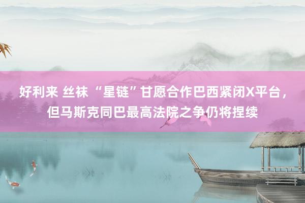 好利来 丝袜 “星链”甘愿合作巴西紧闭X平台，但马斯克同巴最高法院之争仍将捏续