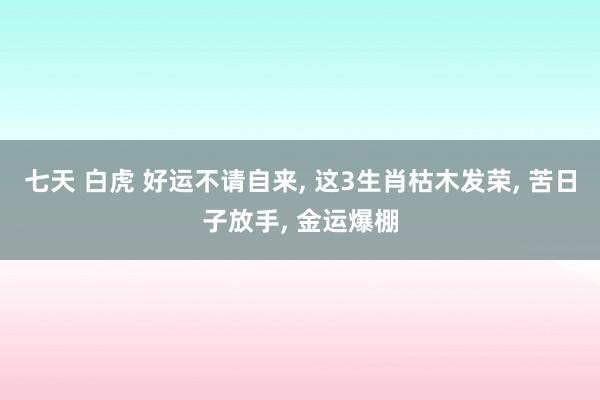 七天 白虎 好运不请自来， 这3生肖枯木发荣， 苦日子放手， 金运爆棚